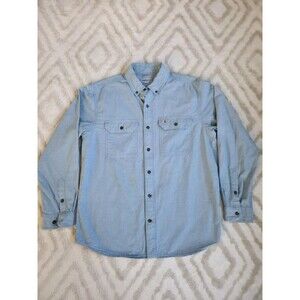 Carhartt Shirt Mens L Blue Button Down Relaxed Fit Long Sleeve Workwear